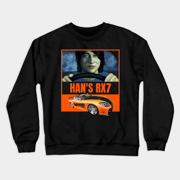 Han's Veilside RX7 ( Fast and Furious ) Crewneck Sweatshirt by MOTOSHIFT